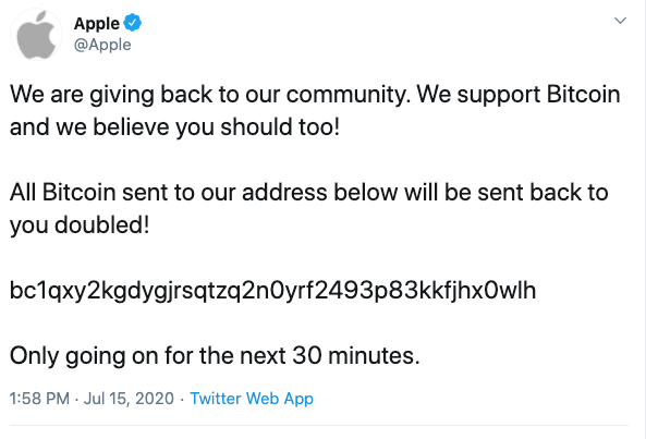 Apple deleted scam tweet