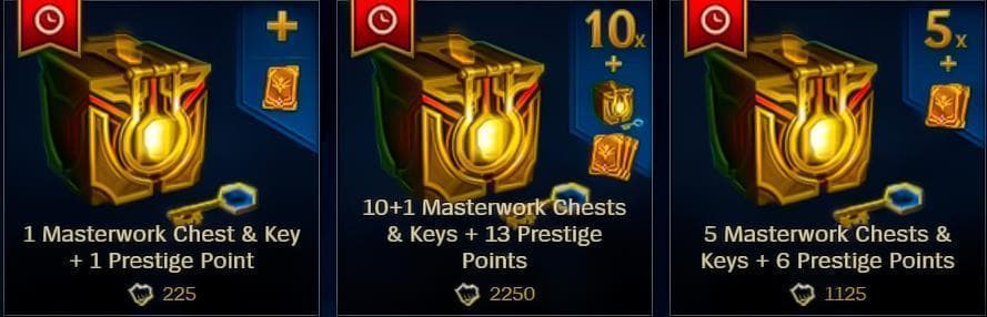 LoL screenshot showing Masterwork chests
