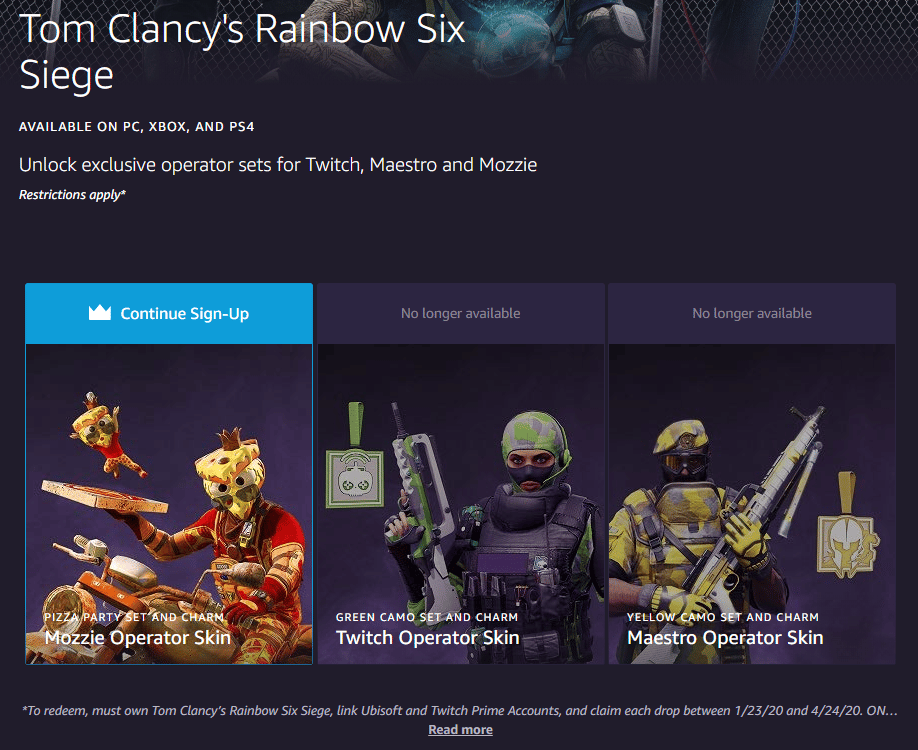 The Twitch Prime Loot Skins suddenly reminded me of something :  r/shittyrainbow6