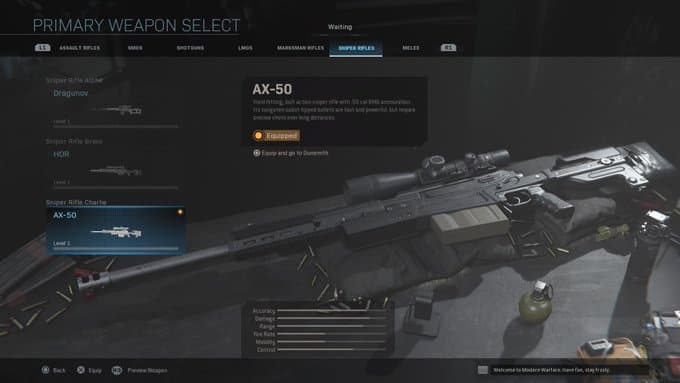 AX 50 sniper in Modern Warfare