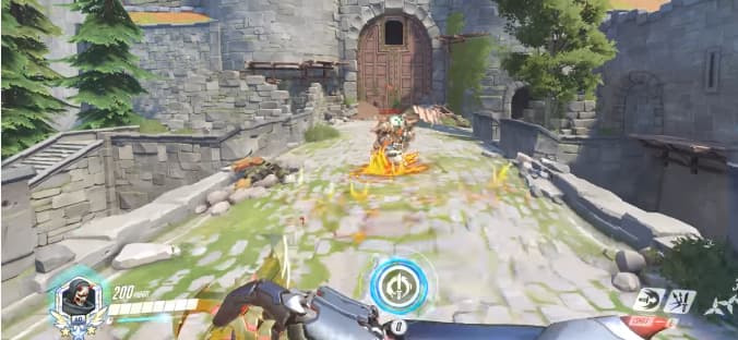 Necros jumps over Reinhardt's Earthshatter as Genji