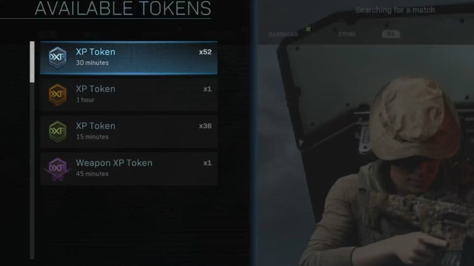 Xp token screen for modern warfare