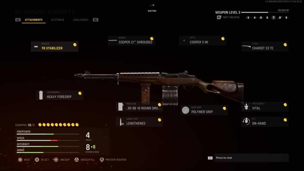 CoD Vanguard M1 Garand loadout