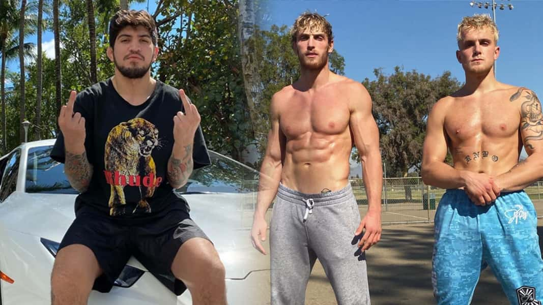 Dillon Danis next to Jake and Logan Paul