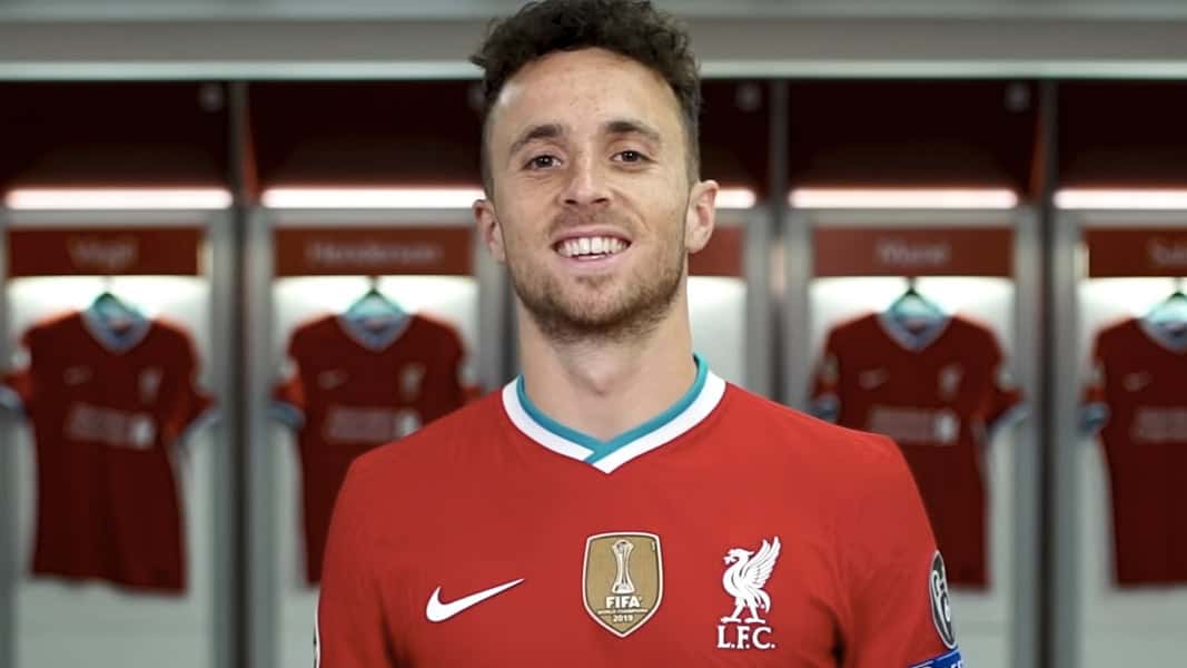 Diogo Jota in a Liverpool shirt