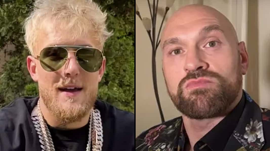 Jake Paul and Tyson Fury talking to camera