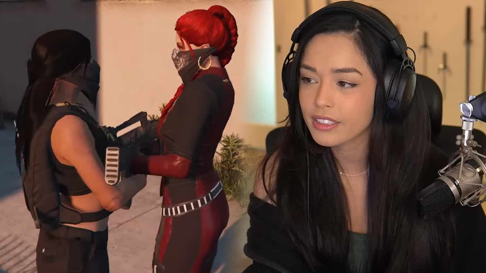 Valkyrae looking at her GTA RP character