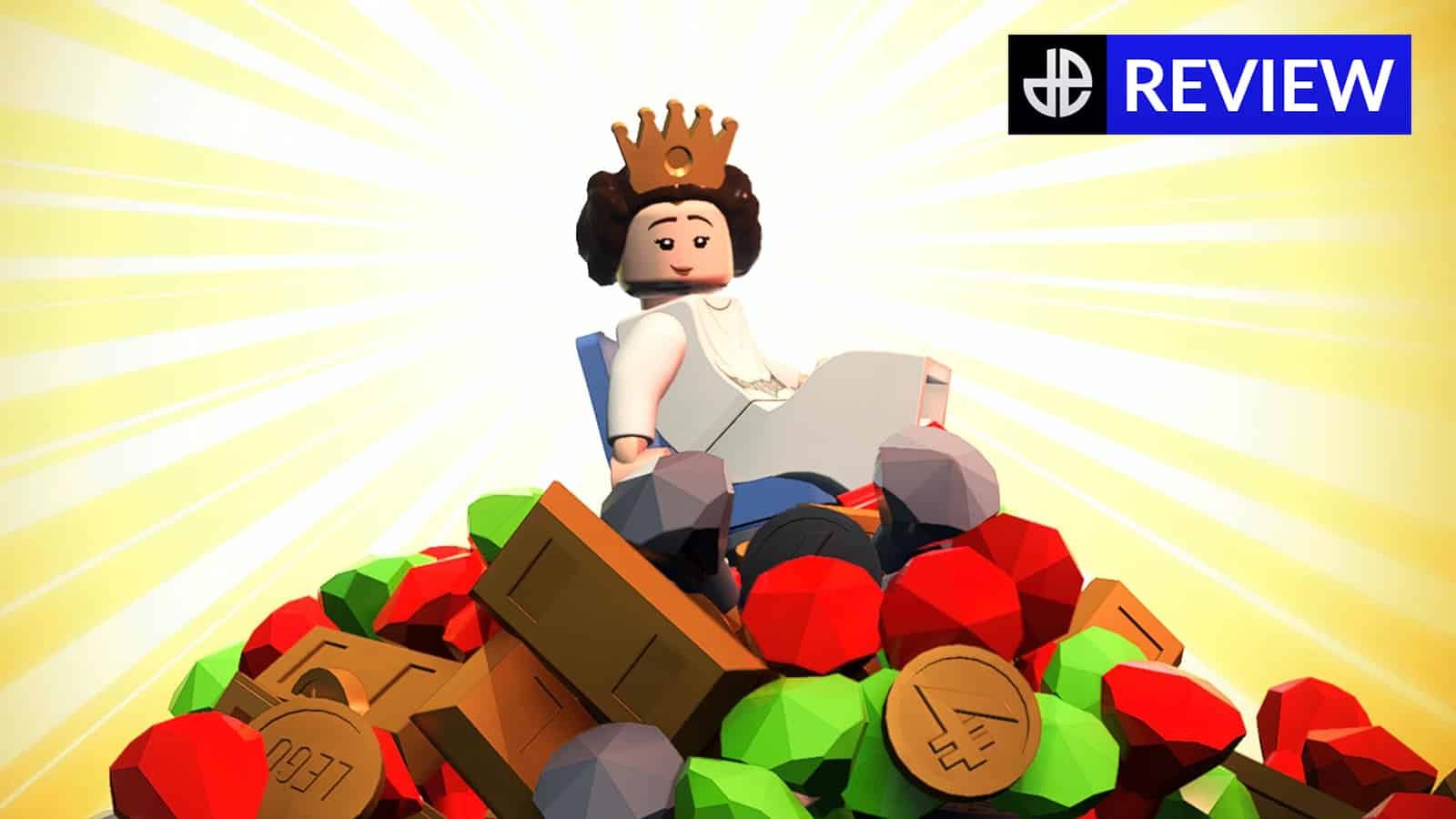 Princess Leia on a pile of Studs in LEGO Star Wars The Skywalker Saga