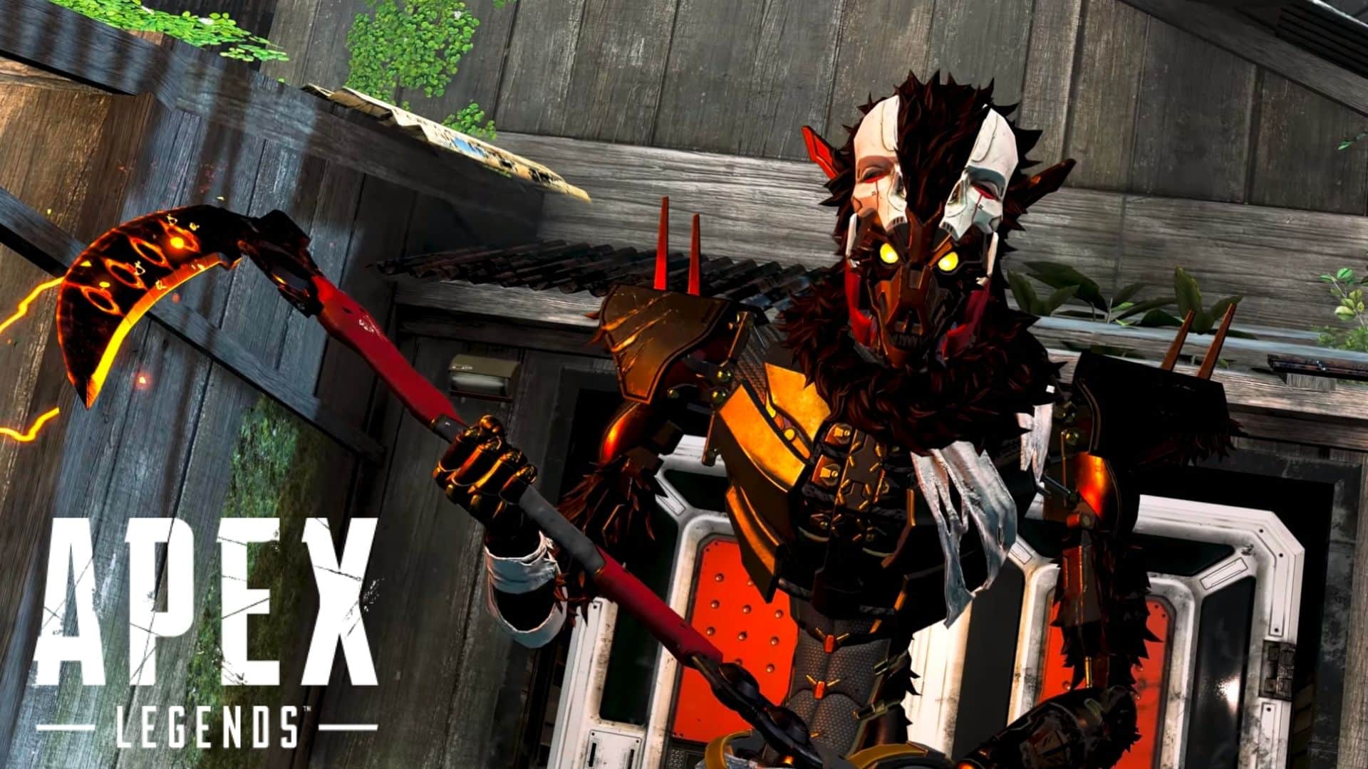 Revenant in red, white and glowing orange skin in Apex Legends