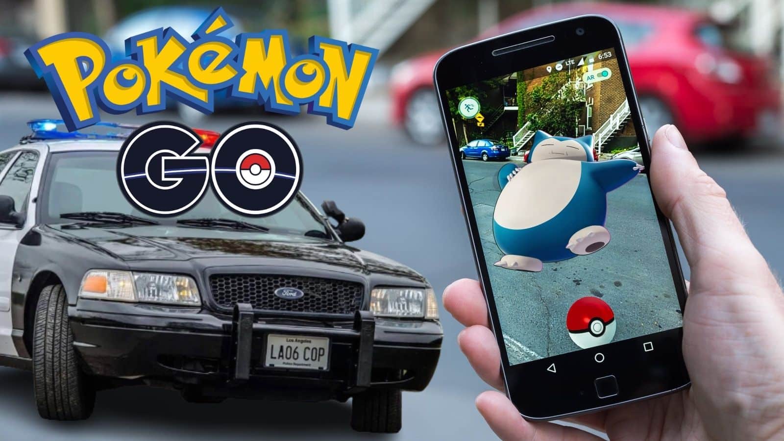 pokemon go police car catching snorlax