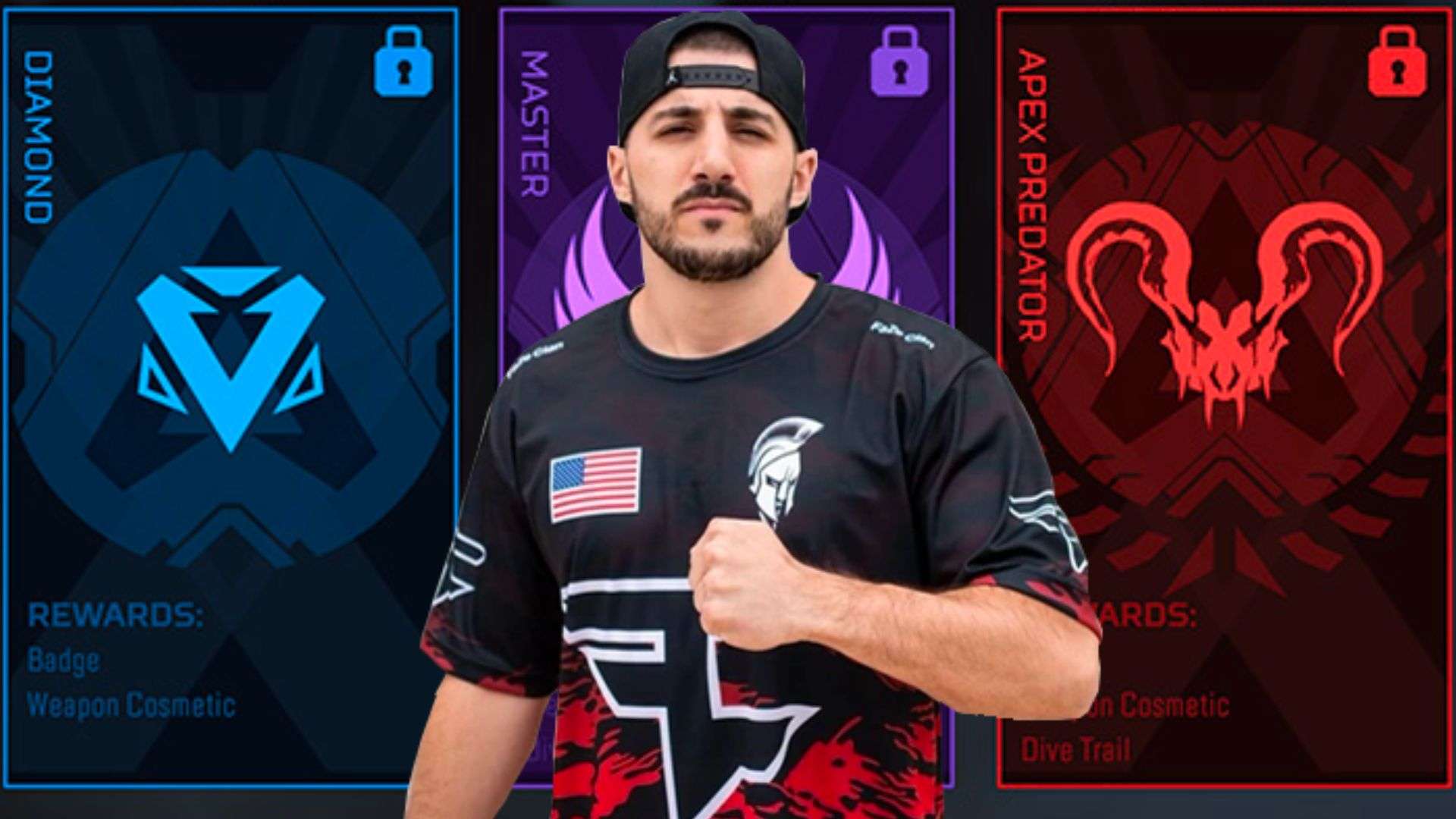 NICKMERCS alongside Apex Legends Ranked badge levels