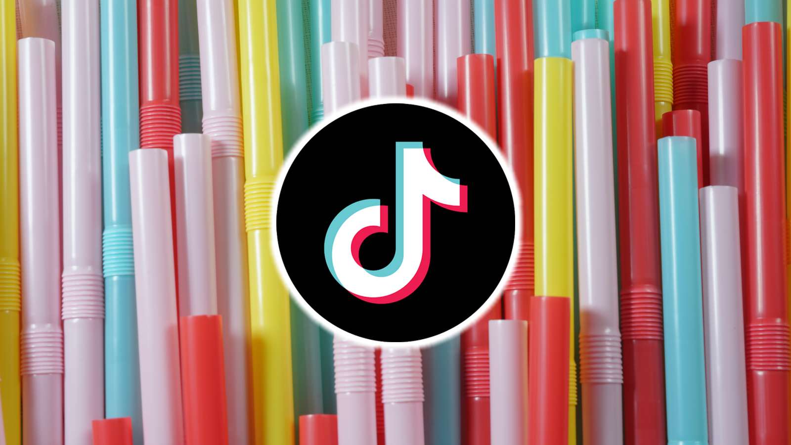 TikTok logo over straws