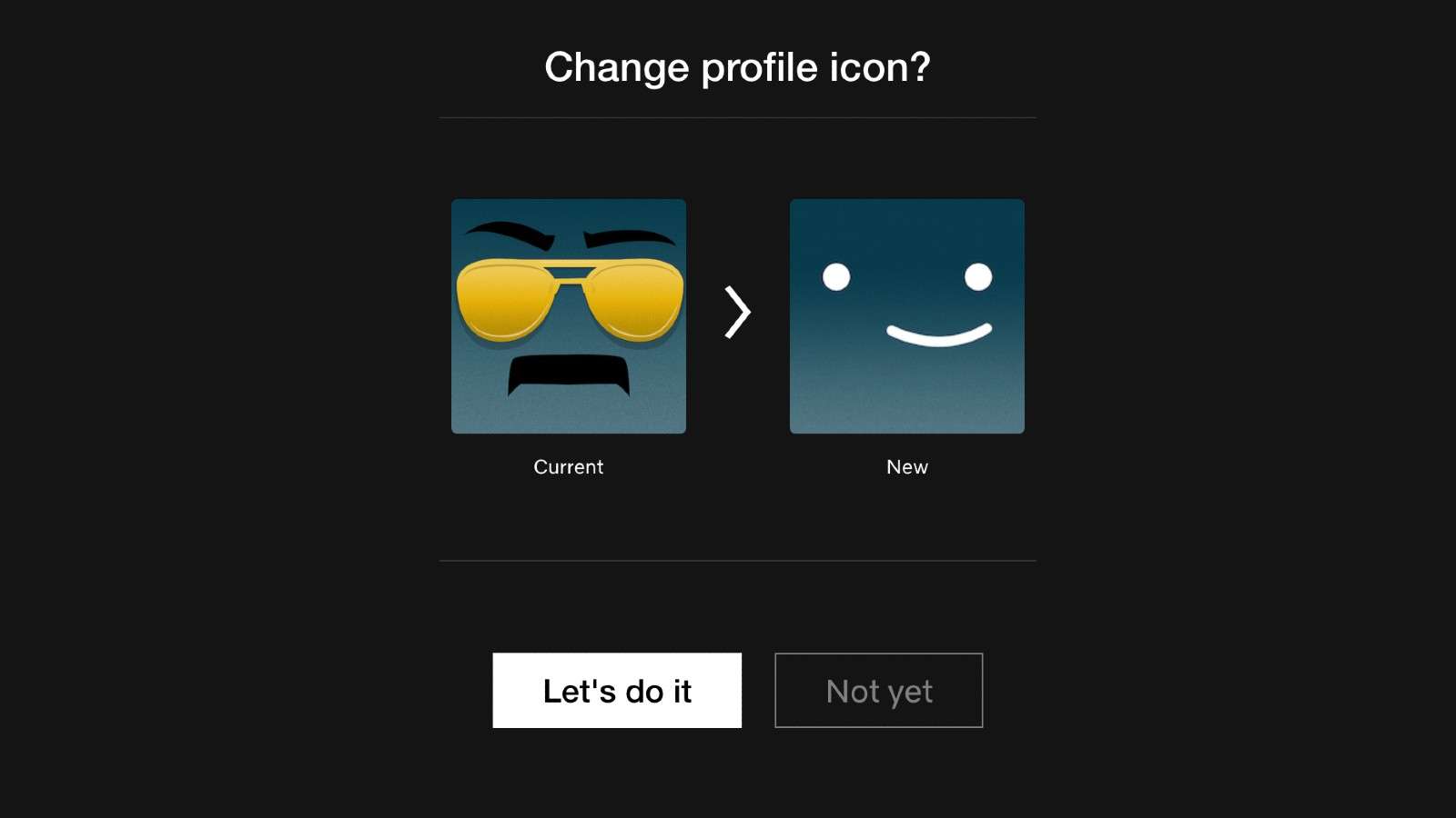 The screen where you can change your profile picture to a custom image on Netflix