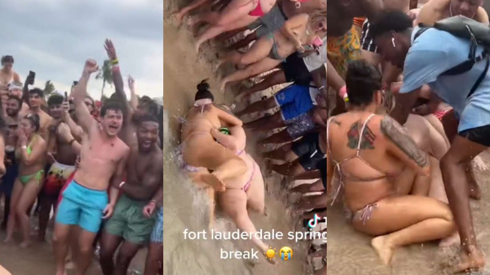 Spring break beach party goes viral after wrestling match ends in