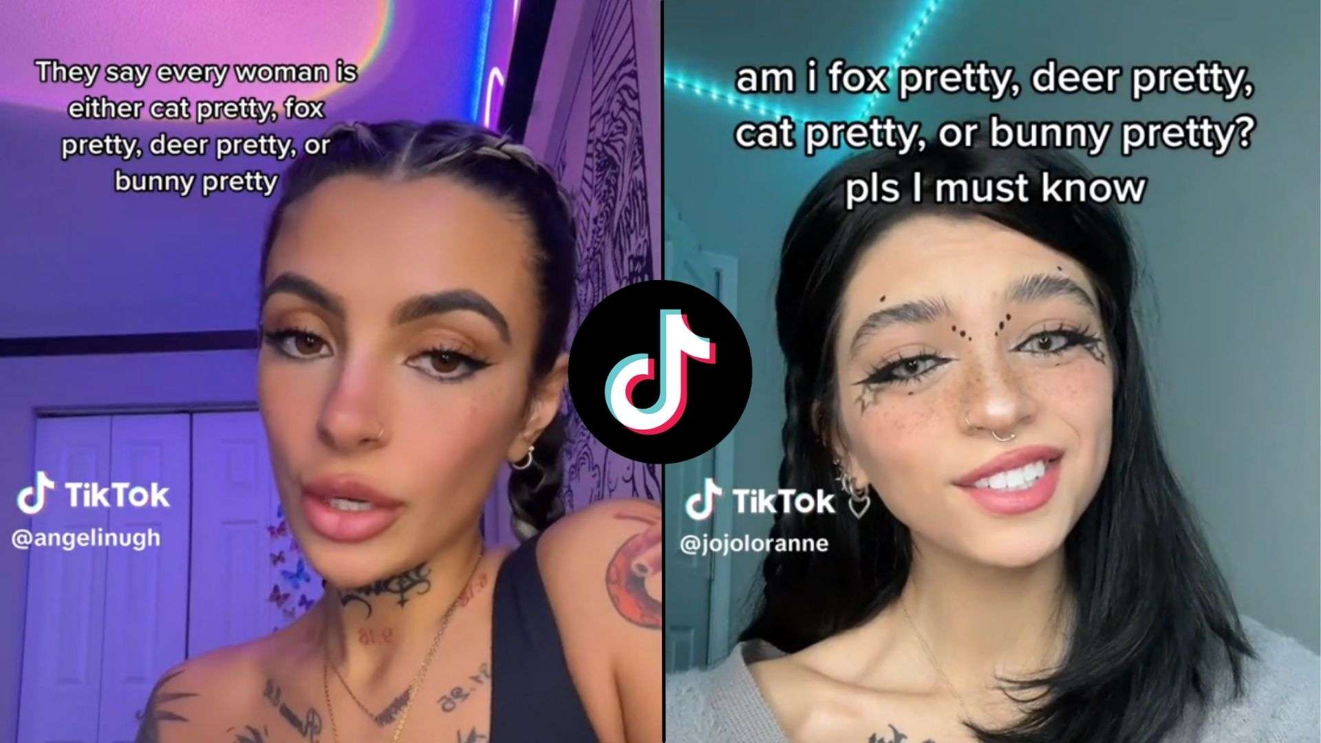 Screenshots from TikTok's bunny, cat, deer, fox trend