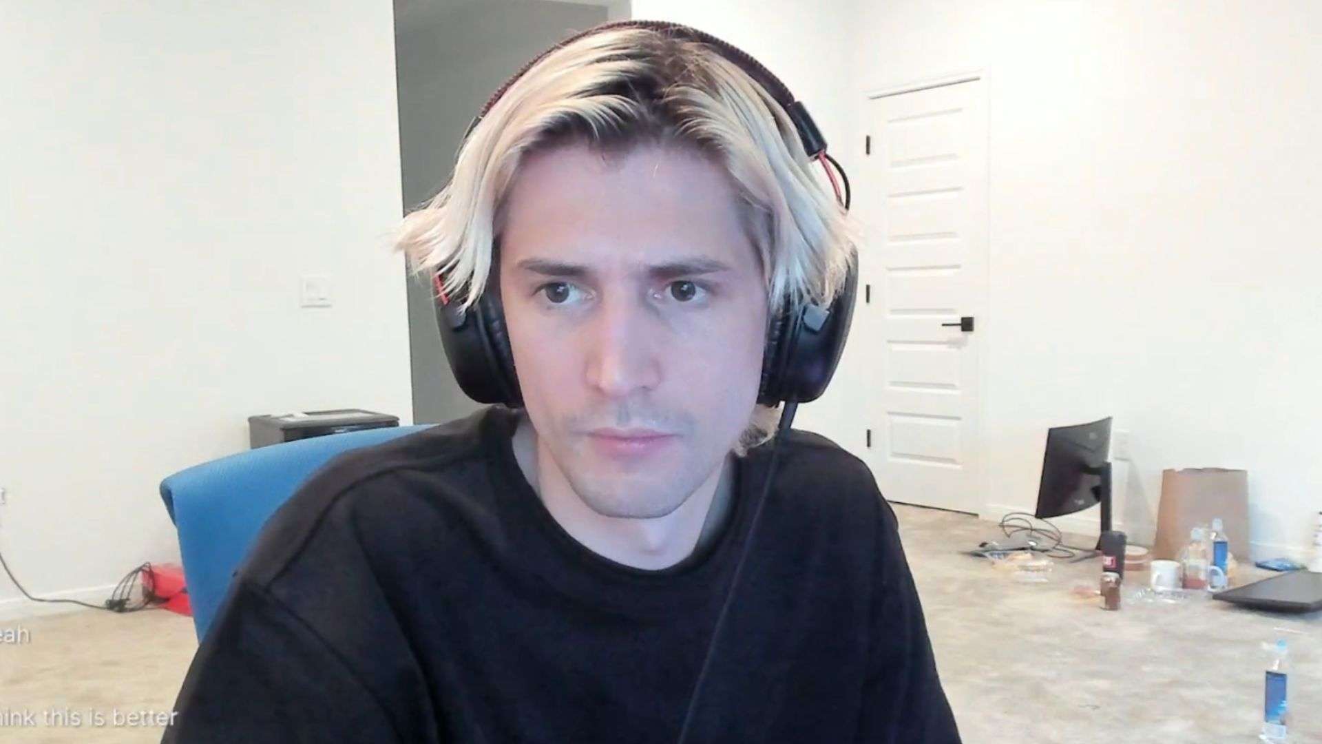 xQc in black shirt talking to camera