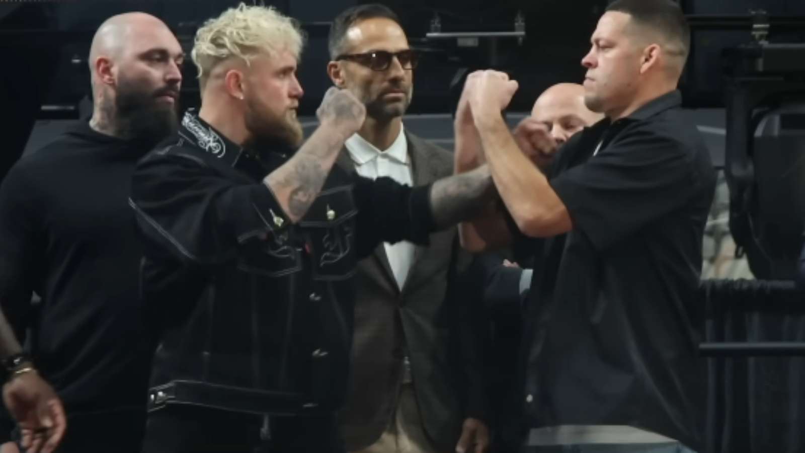 jake paul face-to-face with nate diaz for fight