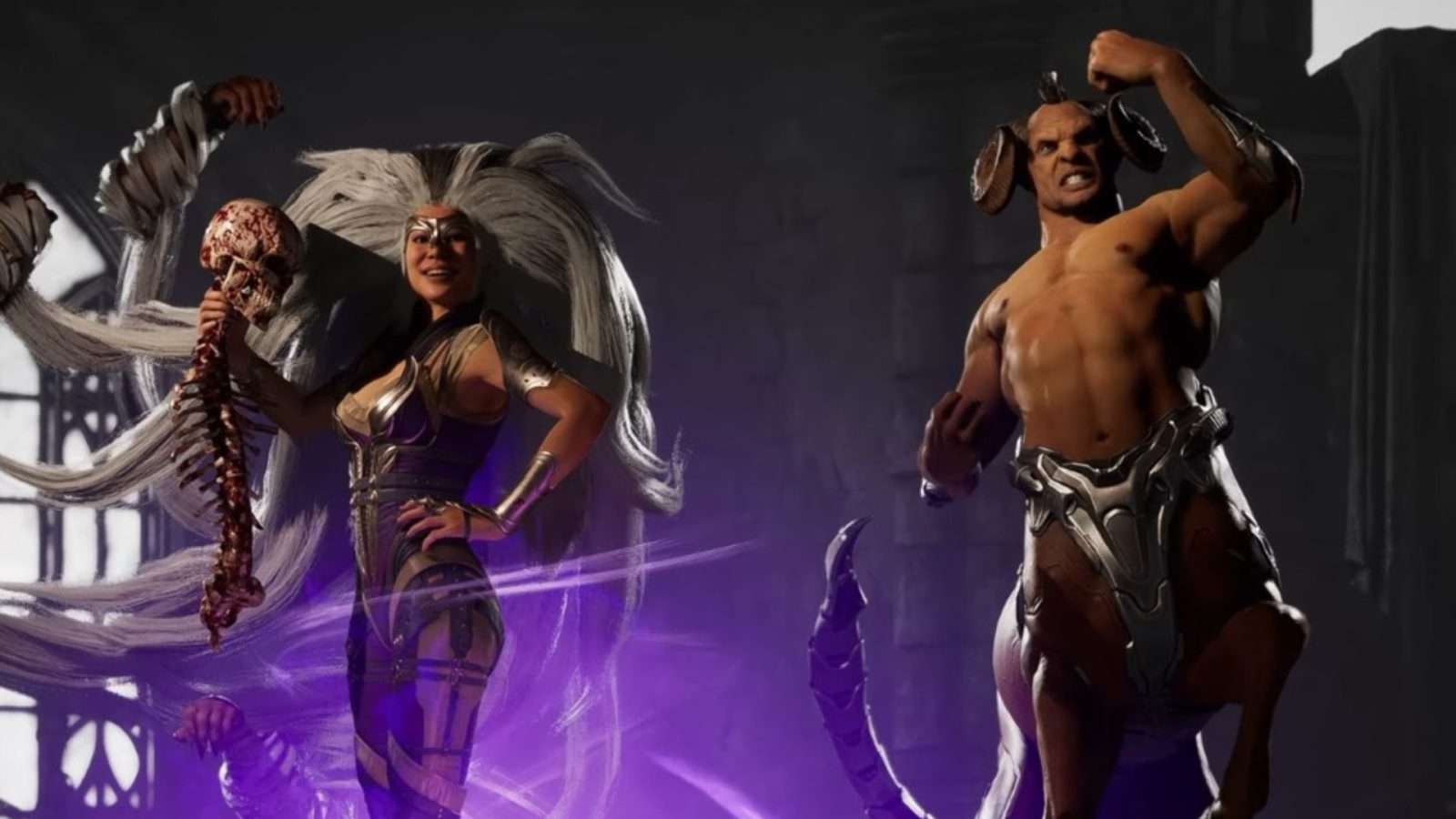 sindel and motaro celebrating in mortal kombat 1