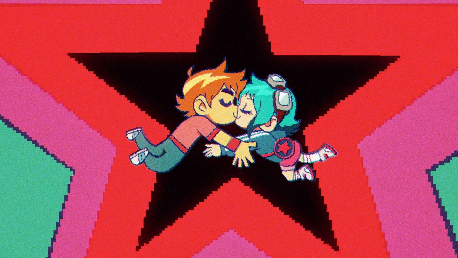 Scott Pilgrim and Ramona Flowers in Scott Pilgrim Takes Off