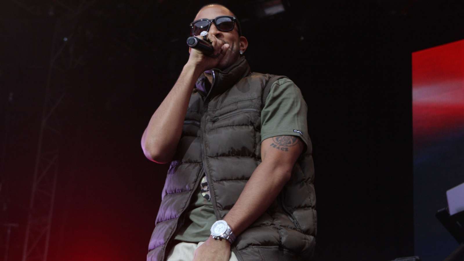 Ludacris performing onstage at a concert