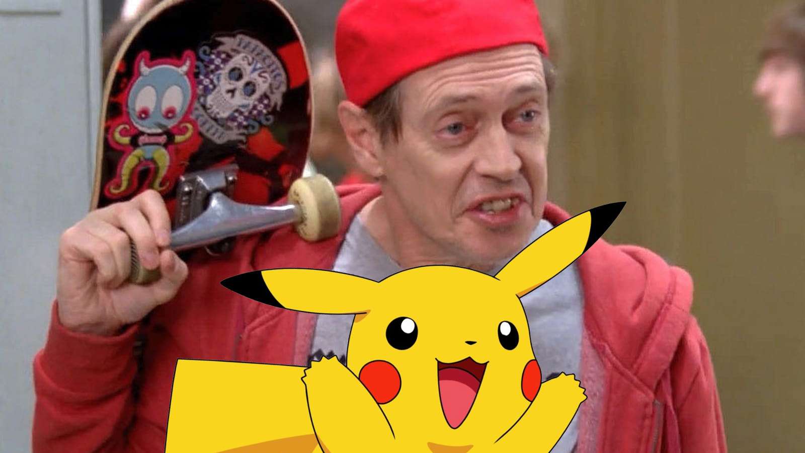 Steve Buscemi in 30 Rock with a Pikachu