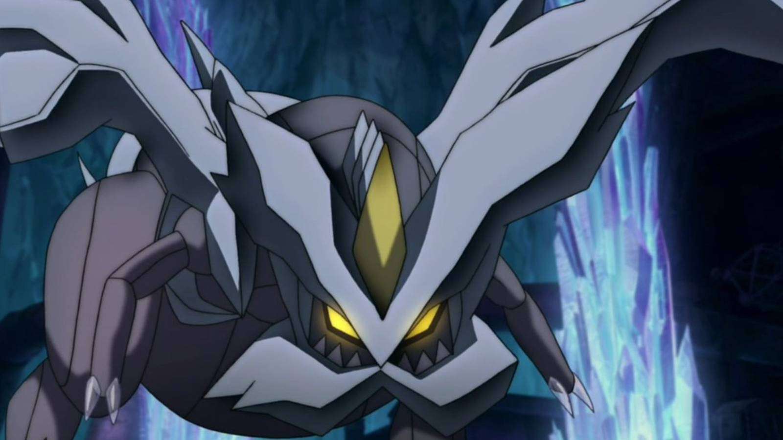 The Pokemon Kyurem looks menacingly forwards