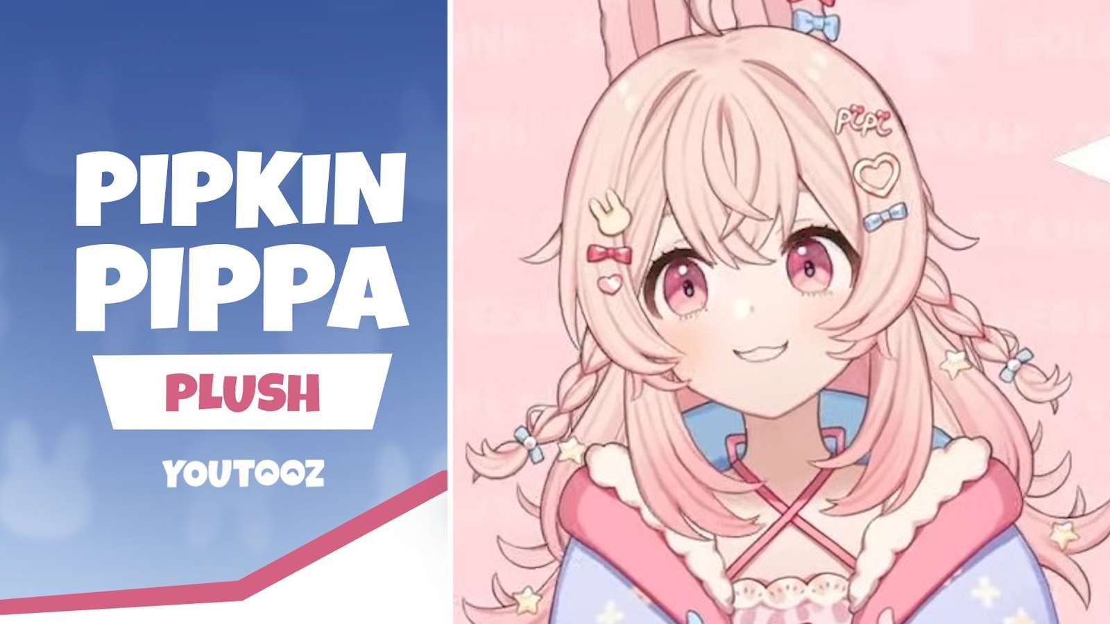 VTuber Pipkin Pippa right of new plush announcment promo.