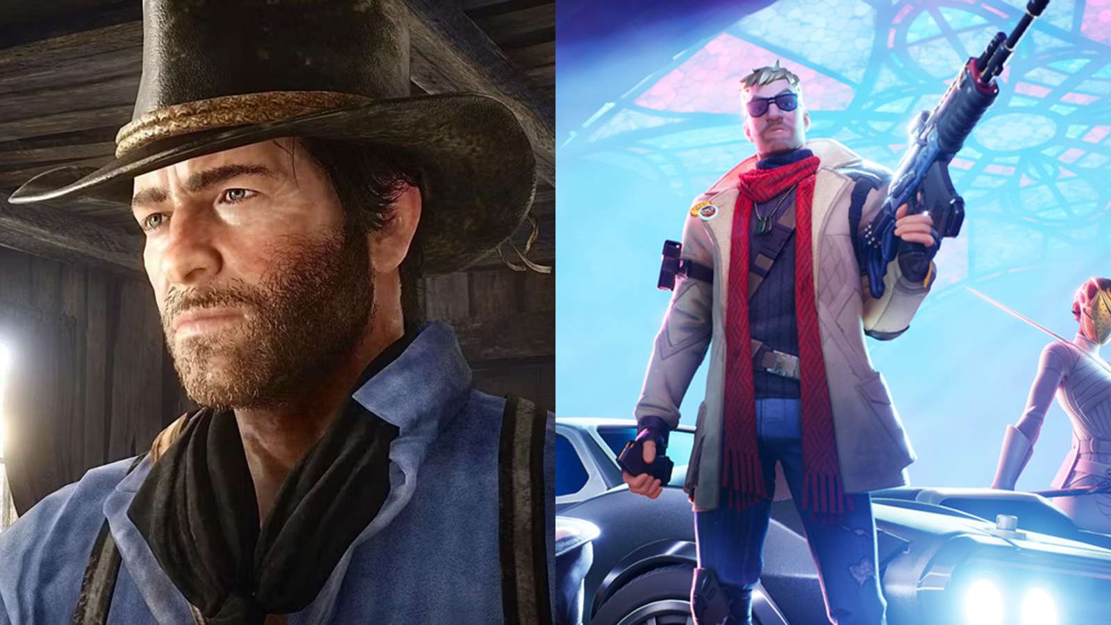 an image of arthur morgan and fortnite