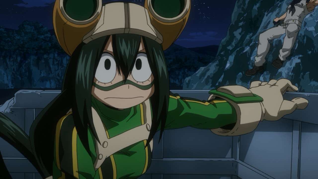 Froppy wearing her hero attire in My Hero Academia. 