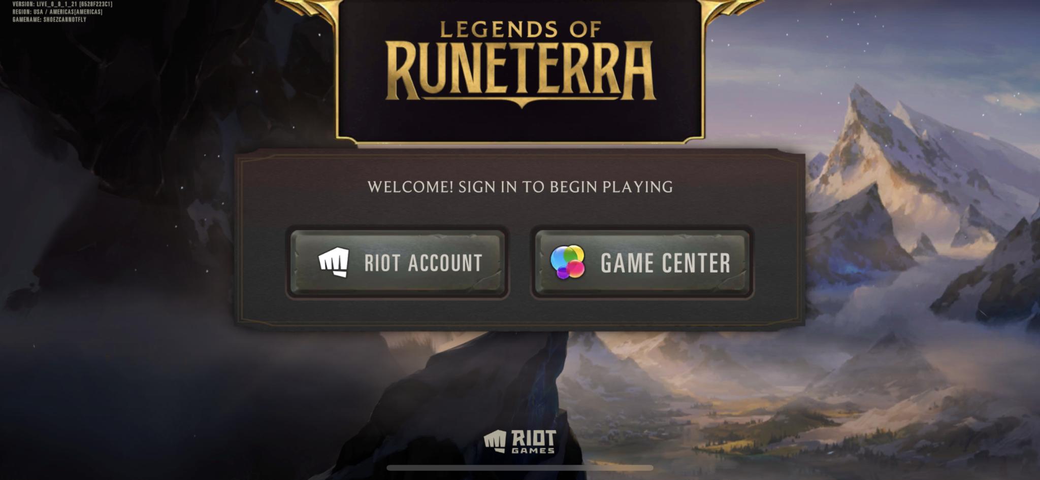 Legends of Runeterra iOS Login Screen
