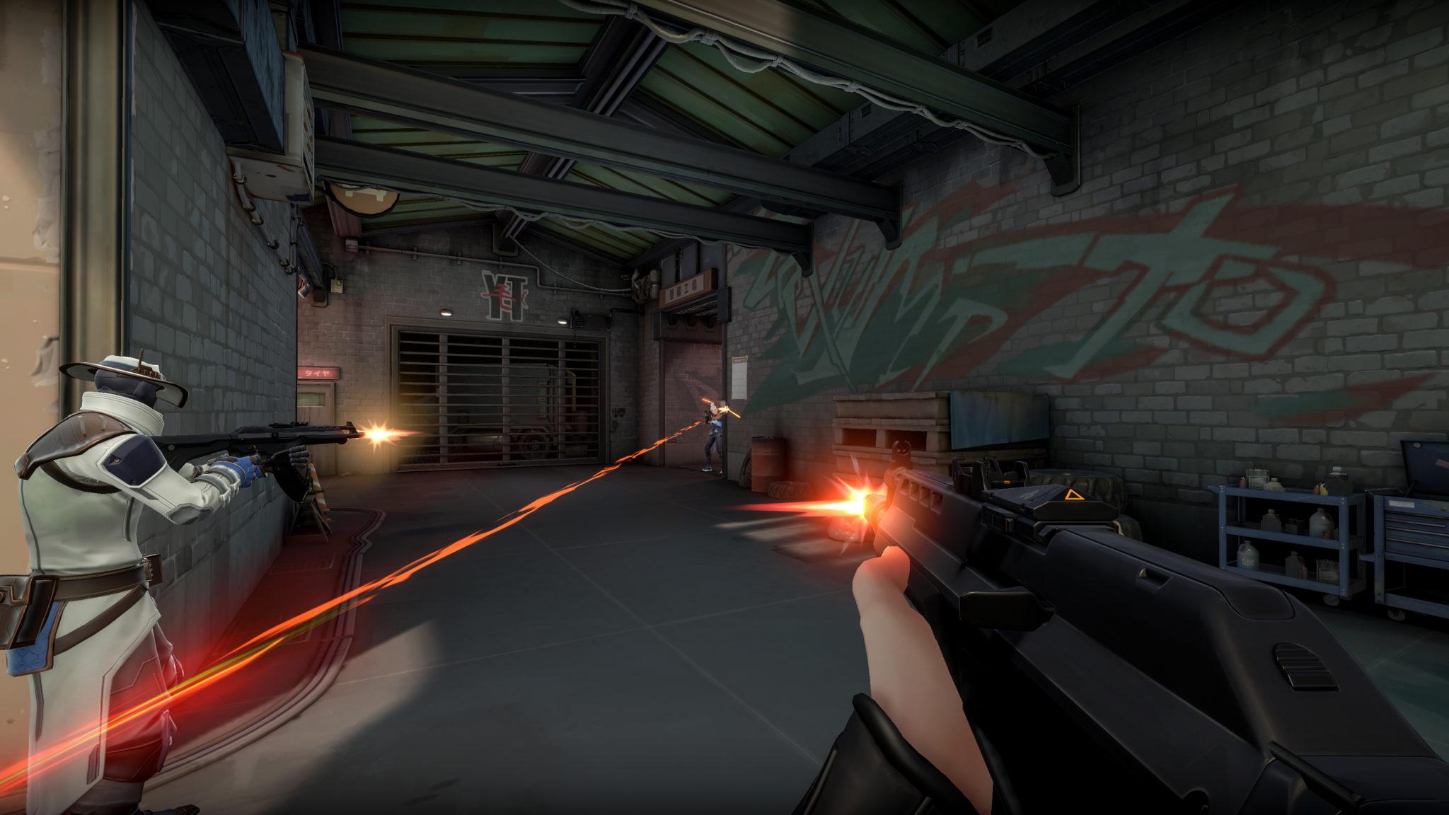 Player shooting Jett in Valorant.