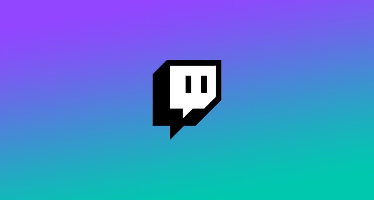 The Twitch logo displayed on a purple to teal gradient background.