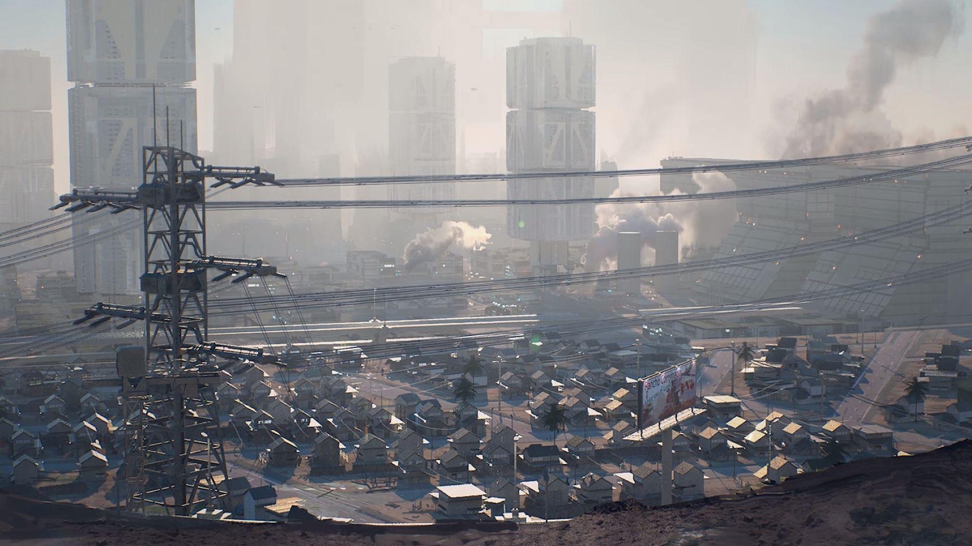 A town and industrial buildings in Santo Domingo in Cyberpunk 2077