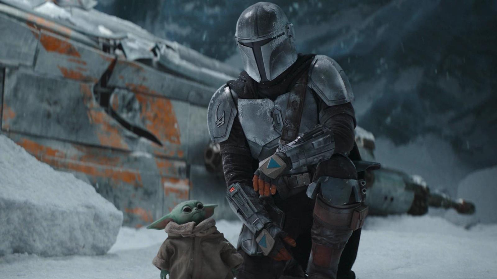 The Mandalorian and Baby Yoda in episode 2