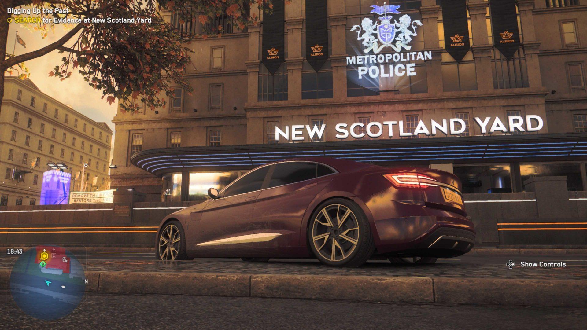 a car outside scotland yard in watch dogs legion