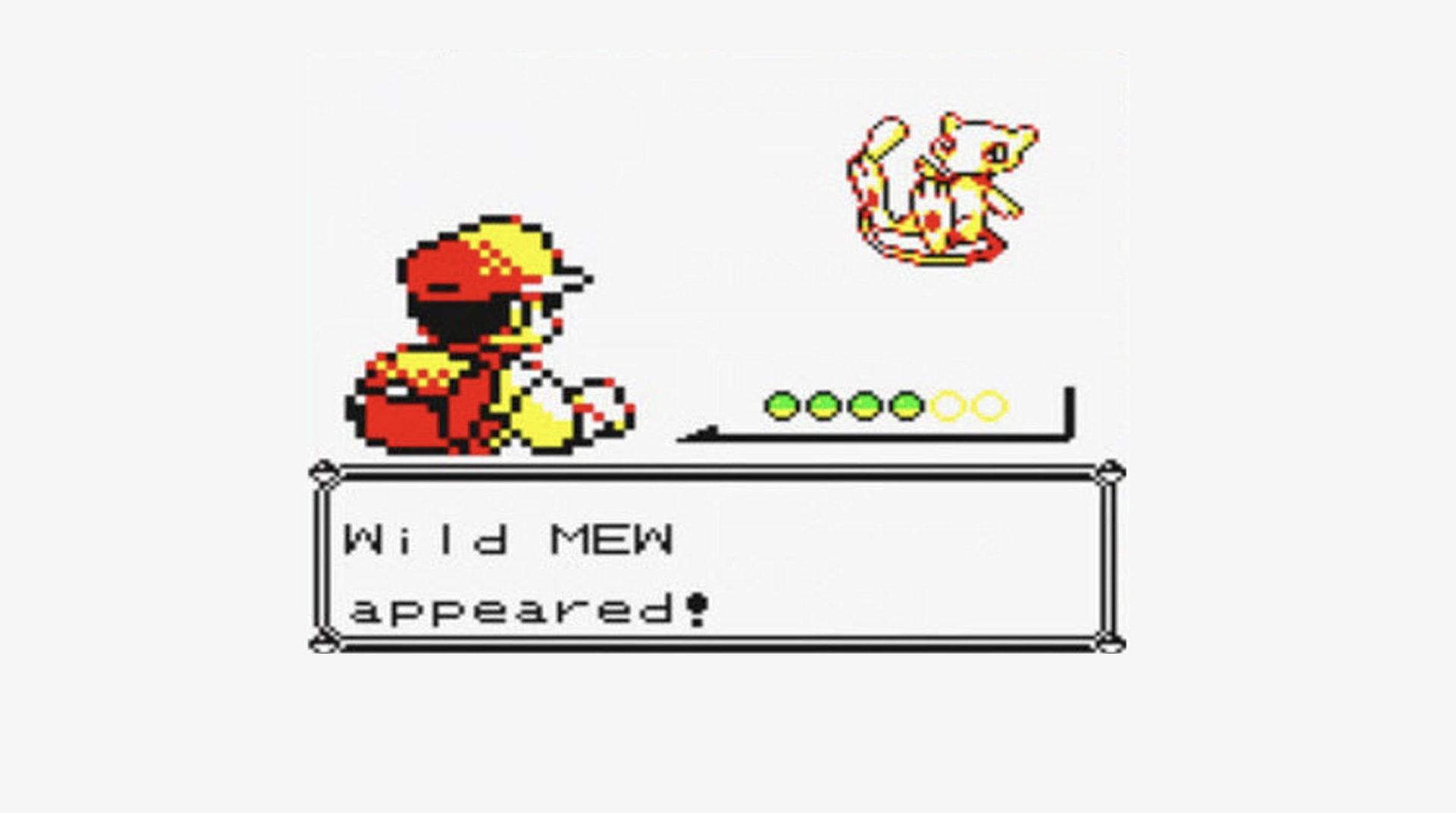 Screenshot of Mew in Pokemon Red & Blue from 1996.