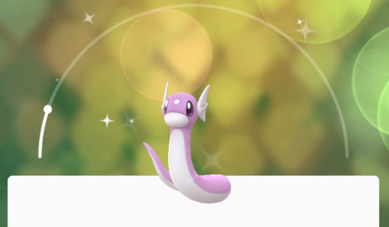 Screenshot of Shiny Dratini in Pokemon Go.