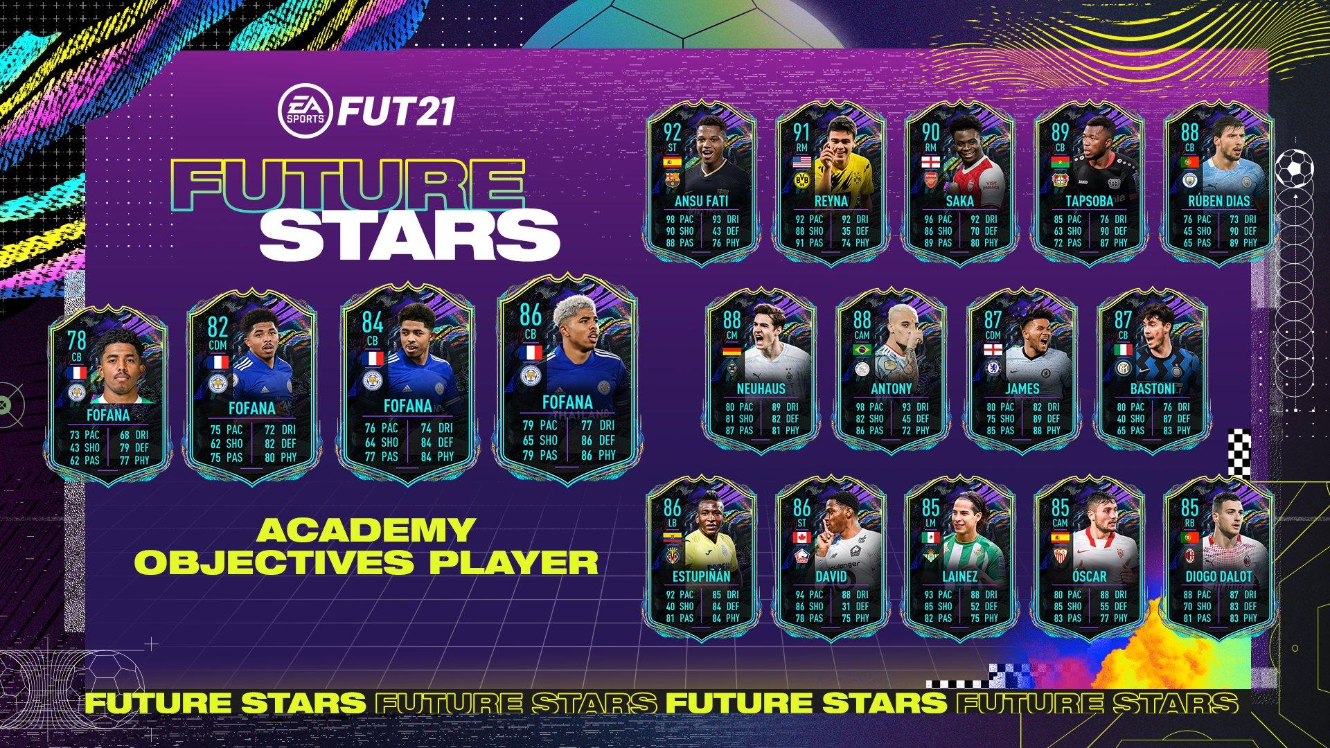 wesley fofana academy objectives player in fifa 21 Future Stars promo