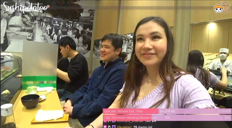 sushipotatoo and her stream sniper get sushi.