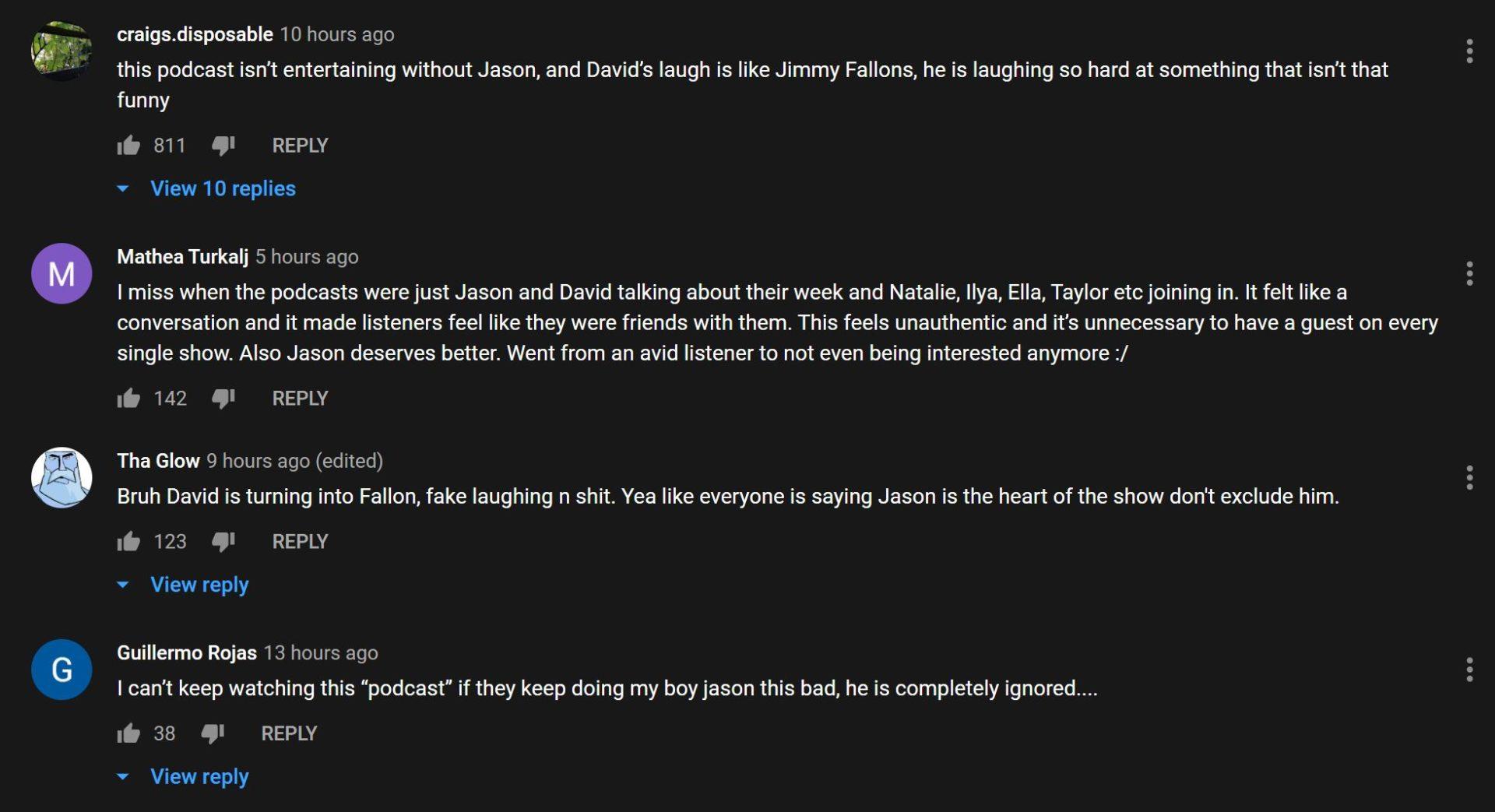 Commenters aren't happy about VIEWS podcast Jason