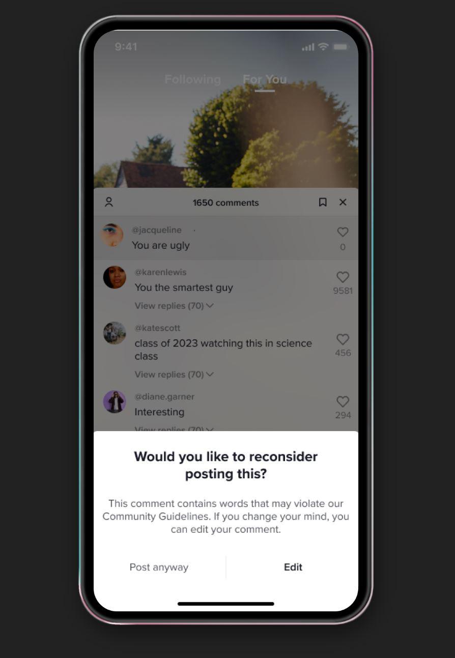 Rethink TikTok Comment Prompt
