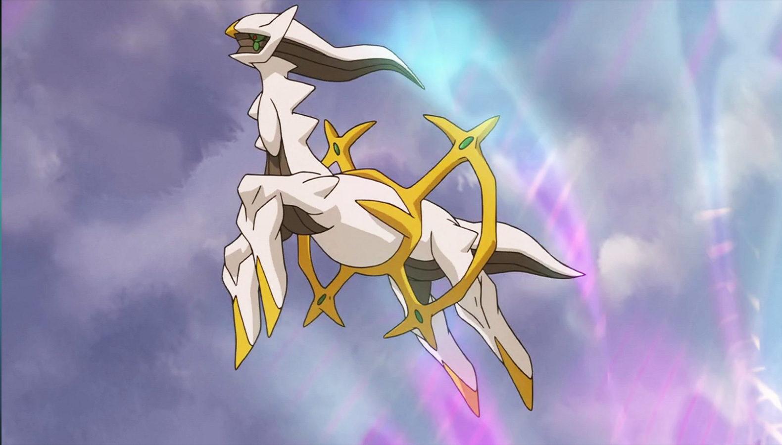 Screenshot of Legendary Pokemon Arceus in Pokemon anime.