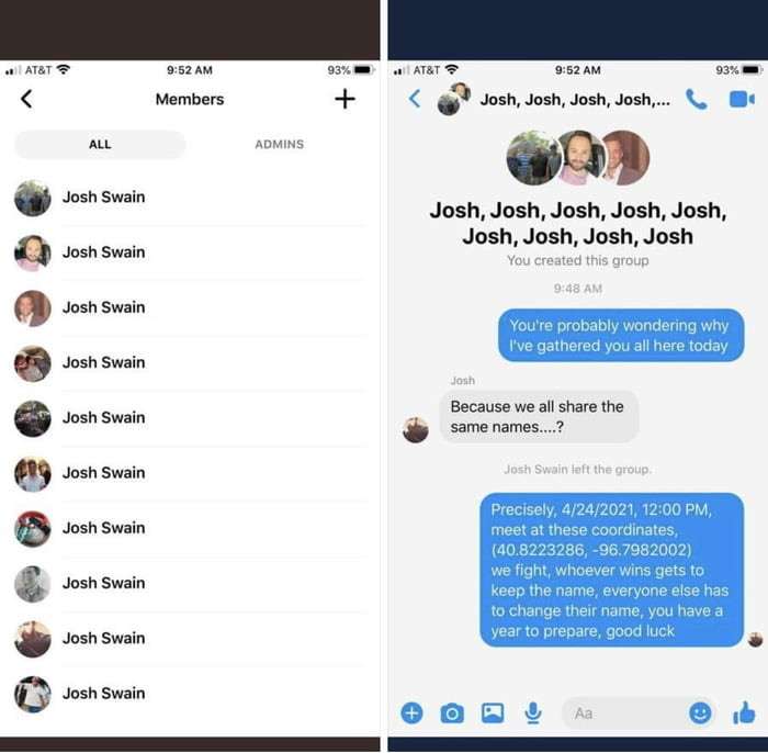 josh fight facebook message