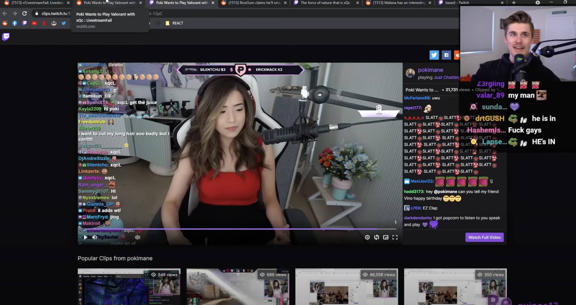 Twitch streamer Ludwig reacts to Pokimane clip