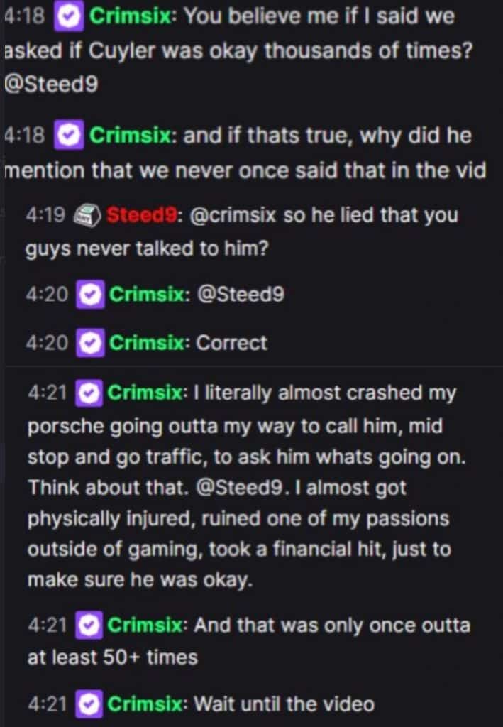 Crimsix in Twitch chat