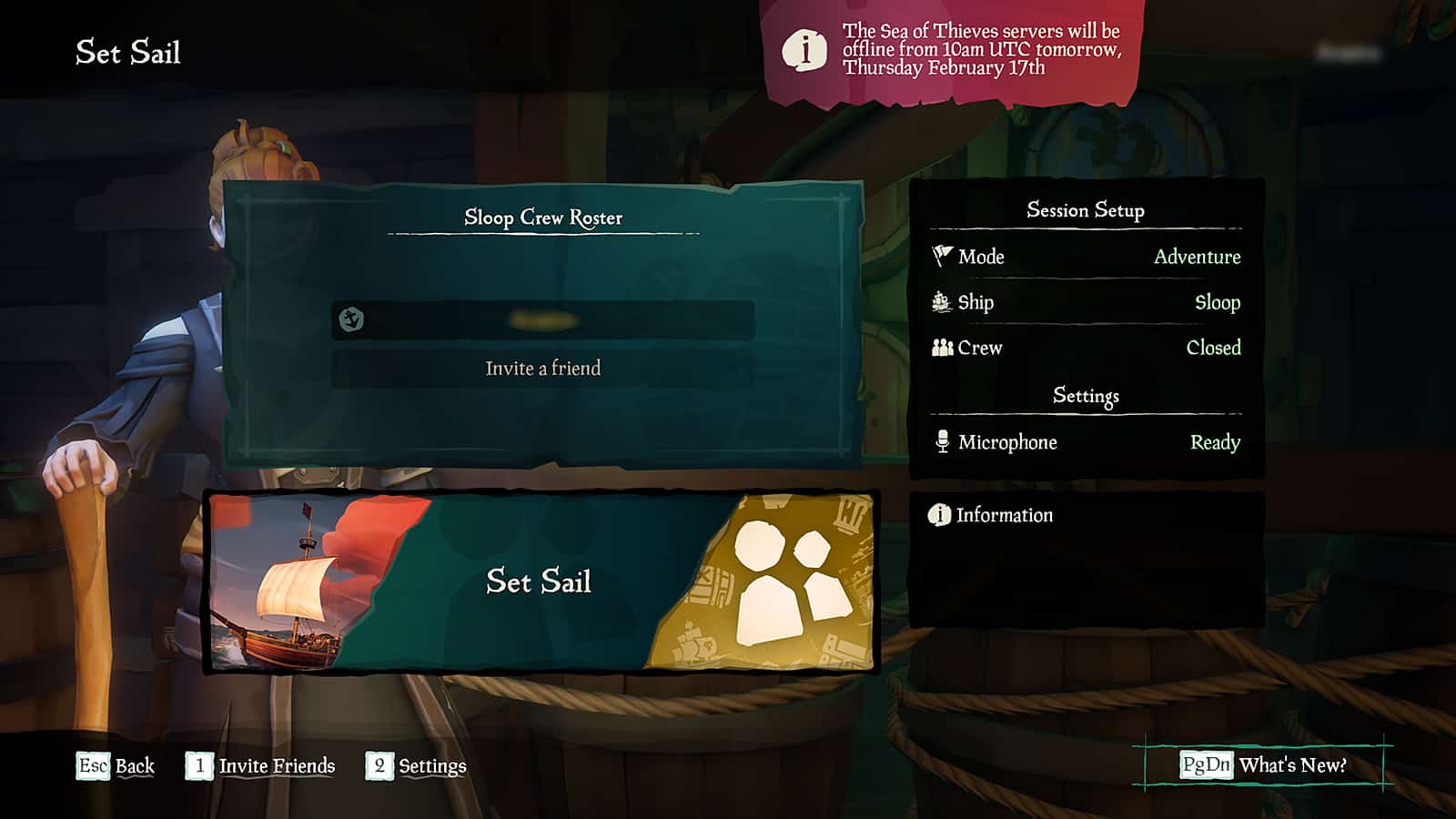 An image showing how to invite friends to play cross-platform in sea of thieves
