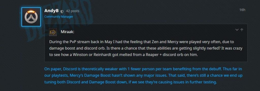 Blizzard forum post