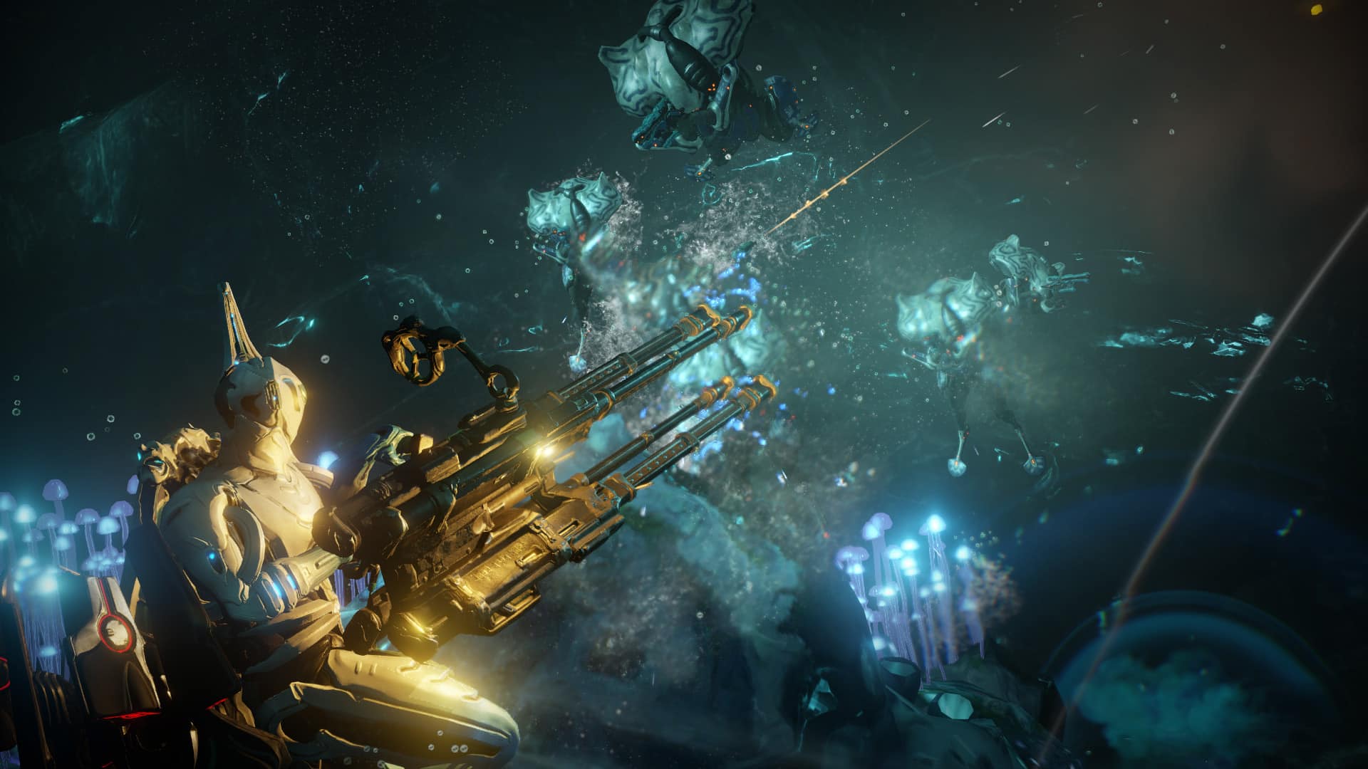 A screenshot of a player in Warframe