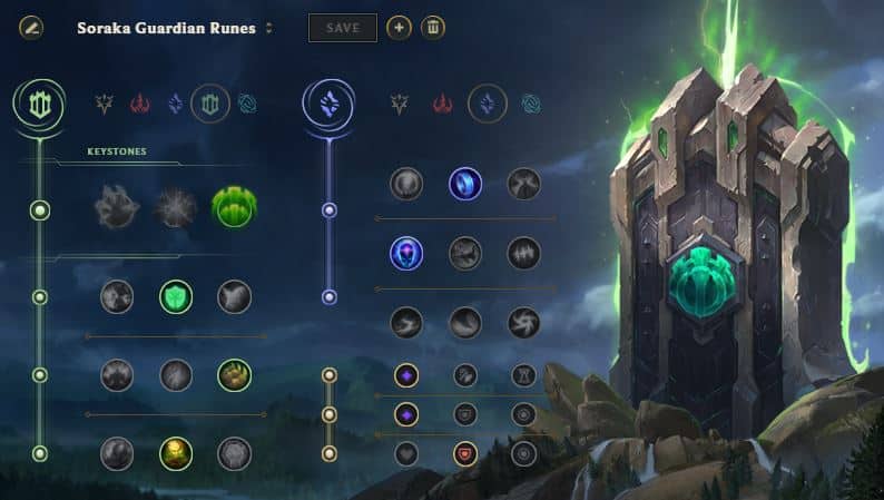 Soraka Guardian rune page League of Legends Season 11