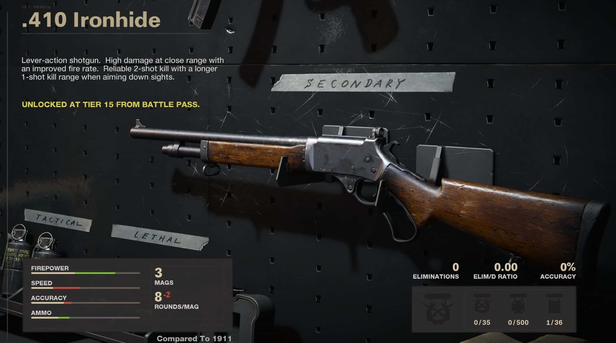 .410 Ironhide in Call of Duty gunsmith menus.